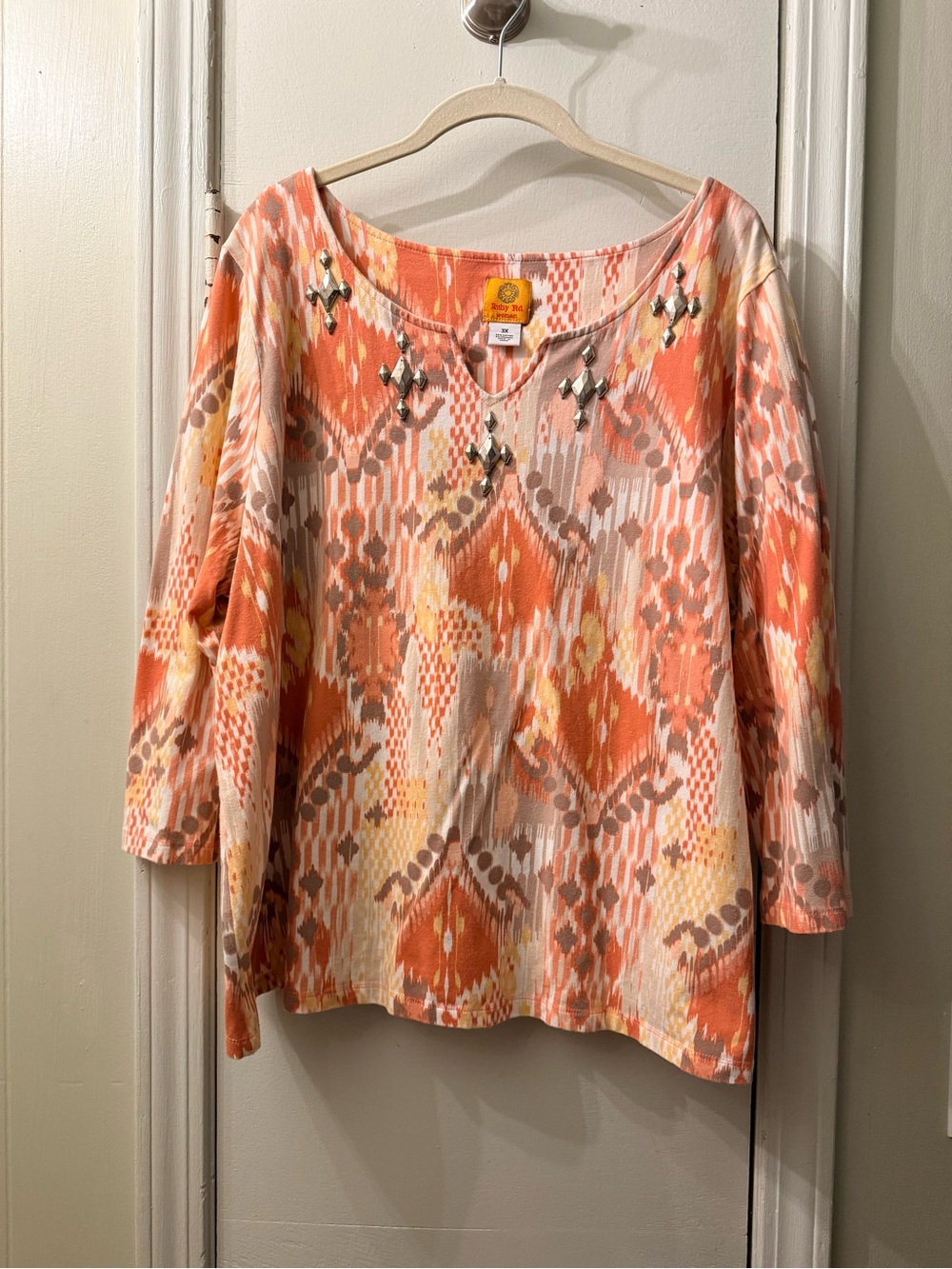 Ruby Rd 3X dusty rose embellished top